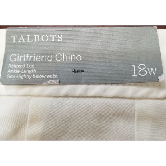 NWT's-Talbots Girlfriend Chino Pants Cream Color Relaxed Leg Ankle Length Sz 18W - Picture 5 of 11